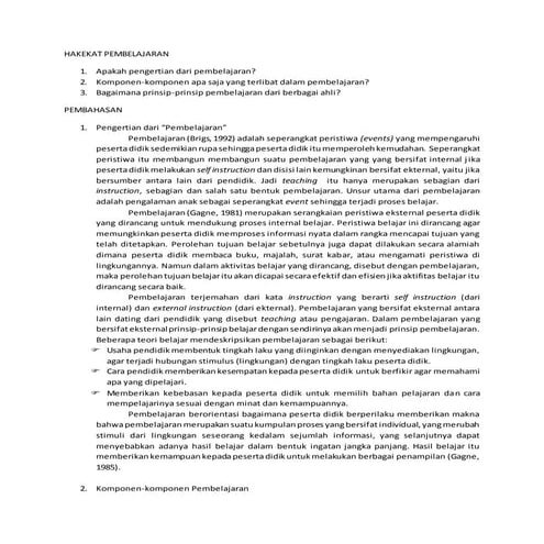 Hakekat pembelajaran