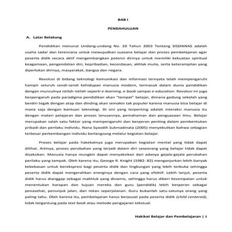 Hakikat Belajar dan Pembelajaran