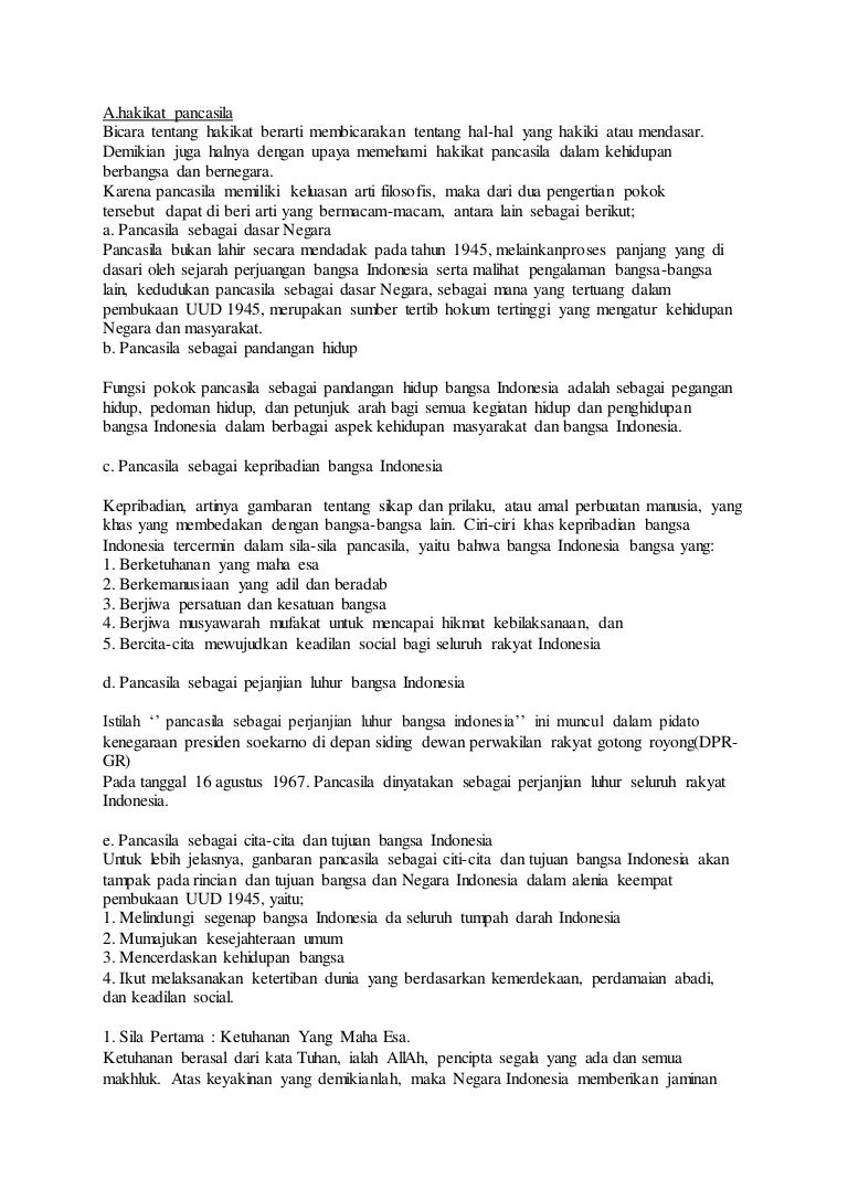 Hakikat Fungsi Dan Kedudukan Pancasila