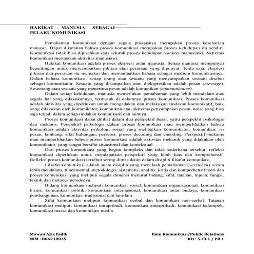Hakikat manusia sebagai pelaku komunikasi
