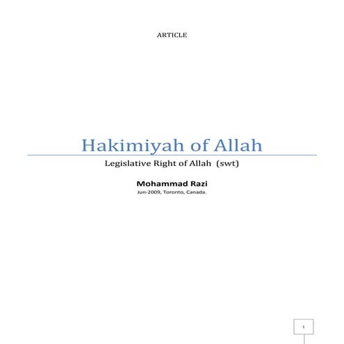 Haakimiyyah of Allah | Mohammad Razi (Learndeen.com) | PDF