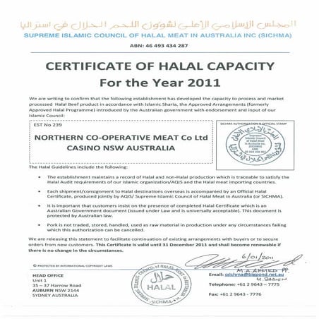 Halal Certificate Expires 31 12 11 | PDF
