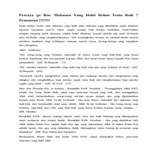 Halal blm tentu baik