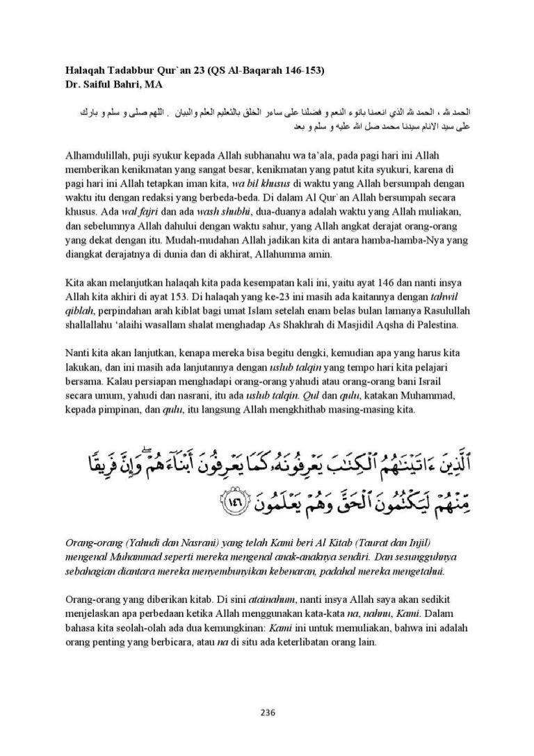 Halaqah Tadabbur Quran 23 146 153