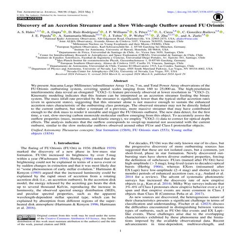 Discovery of an Accretion Streamer and a Slow Wide-angle Outflow around FUOri...