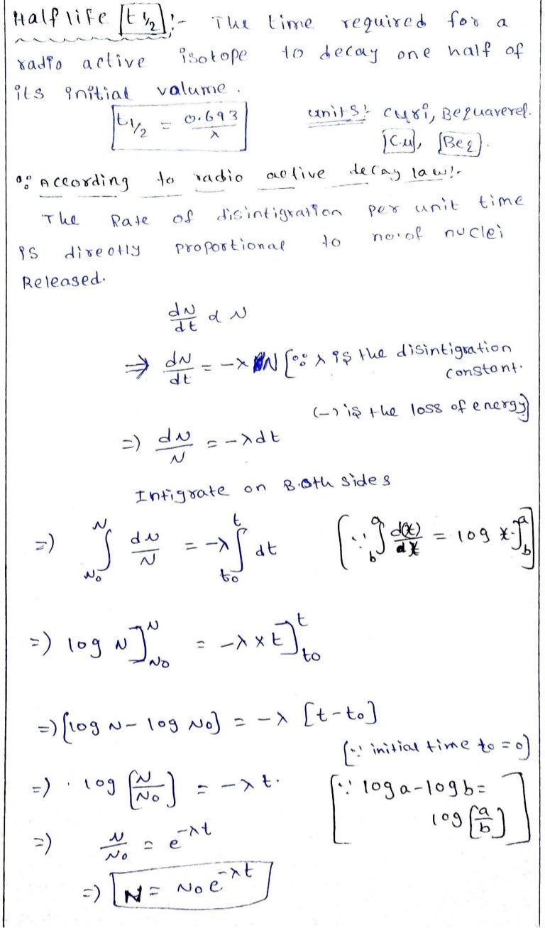 Half life derivation.