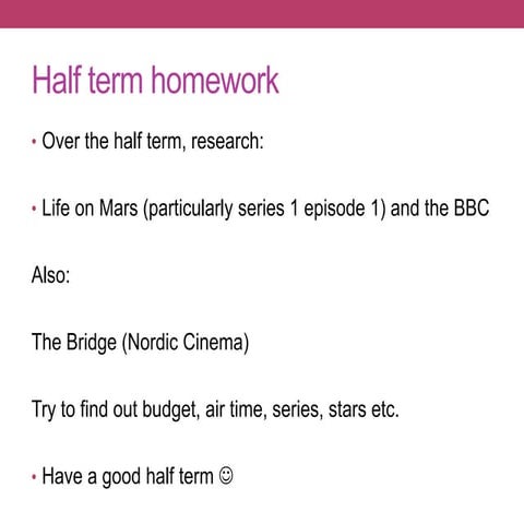 Half term homework- research