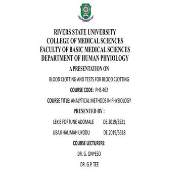 Blood clotting and tests for blood clotting