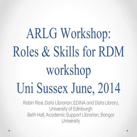 Roles & Skills for RDM