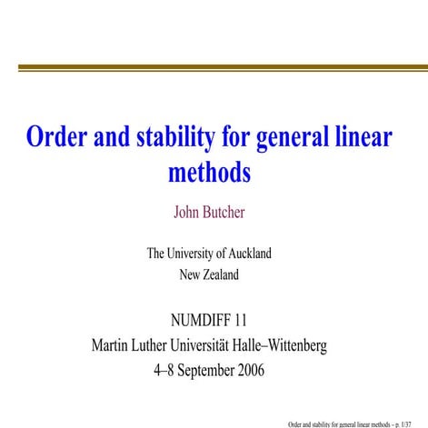 Order and stability for general linear methods