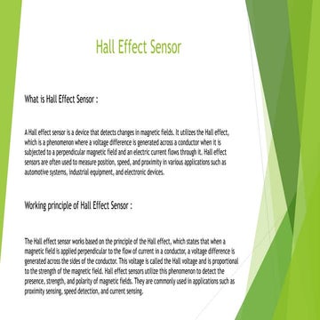 Hall Effect Sensor. Pdf and the uses of hall effect
