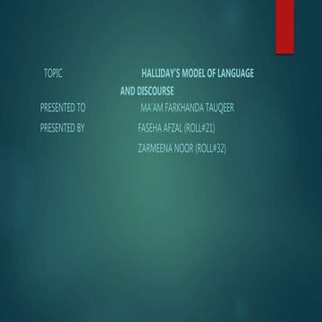 Halliday's model of language and discousre