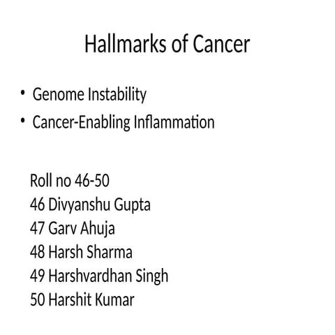 Comprehensive Insights into Cancer Hallmarks: Genome Instability and ...