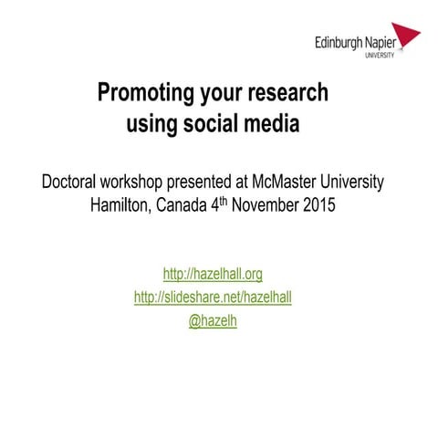 Promoting your research using social media