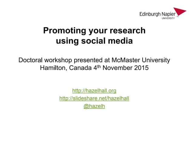 Promoting your research using social media