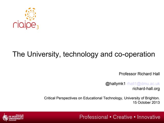 The University, technology and co-operation