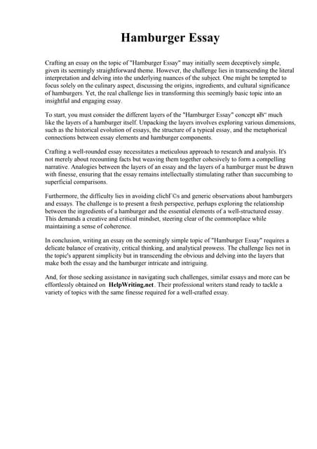 Hamburger Essay pdf Hamburger Essay pdf