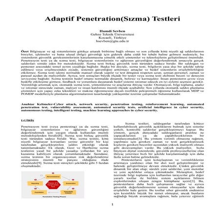 Adaptif Penetration(Sızma) Testleri