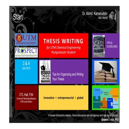 Thesis Writing: Tips for Organizing and Writing your Thesis