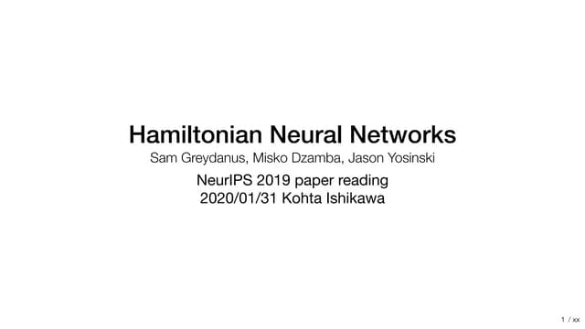  [Paper reading] Hamiltonian Neural Networks