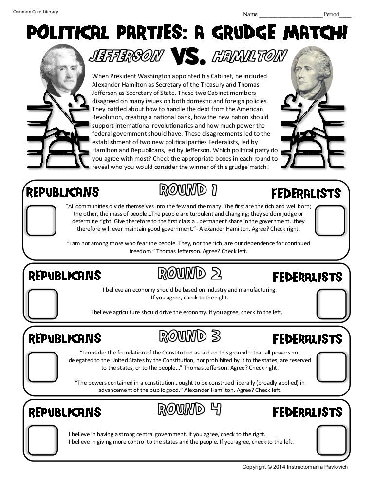 Hamilton Vs Jefferson Opposition Grudge Match