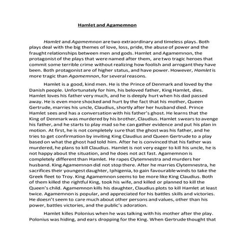 Hamlet and Agamemnon