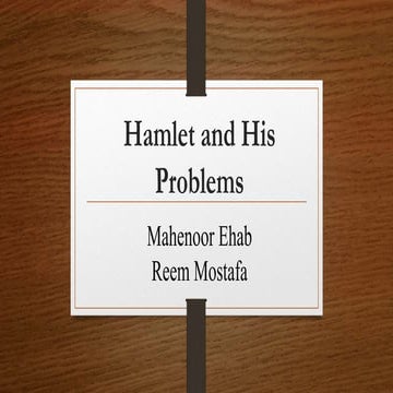 Hamlet and his problems