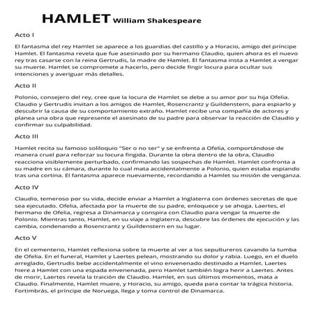GUION TEATRAL DE LA OBRA LITERARIA DE HAMLET | DOCX