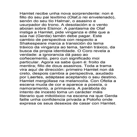 Hamlet recibe unha nova sorprendente