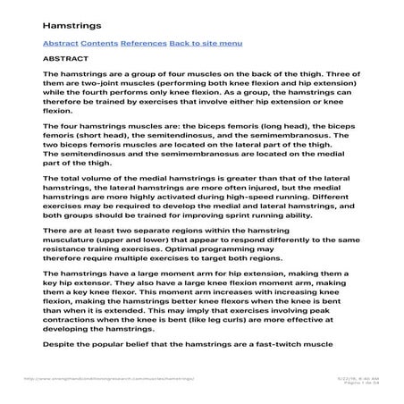Hamstrings training and injury prevention | PDF
