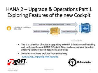 SAP HANA 2 – Upgrade and Operations Part 1 - Exploring Features of the New Co...