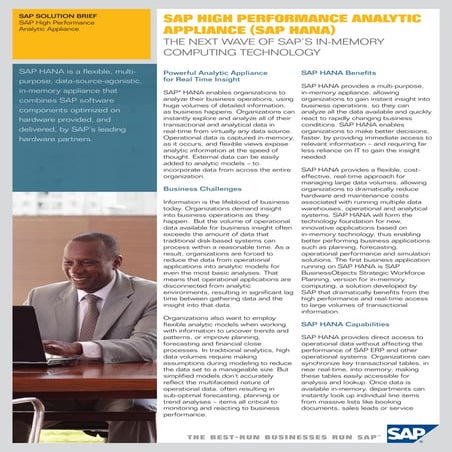 SAP Hana Solution Brief