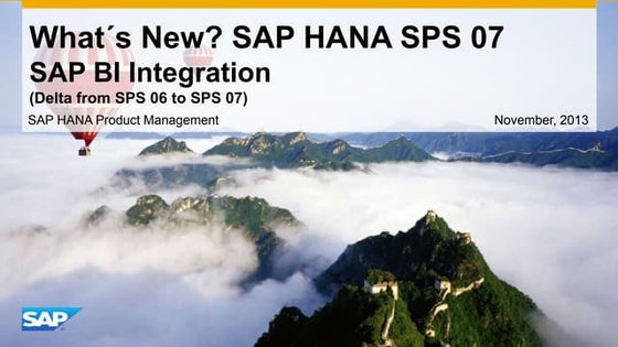HANA SPS07 Business Intelligence 
