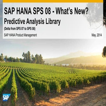 SAP HANA SPS08 Predictive Analysis Library