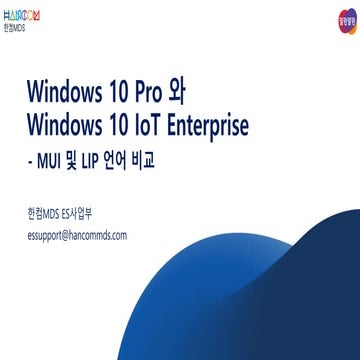 한컴MDS_Windows 10 Pro & Windows 10 IoT Enterprise MUI 및 LIP 언어 비교