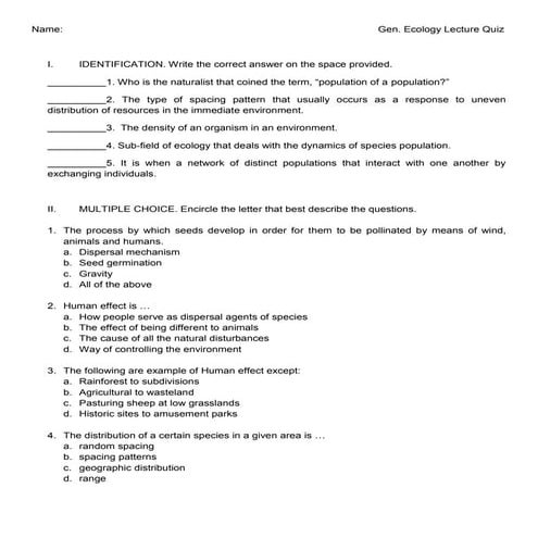 Hand outs (population)quiz 