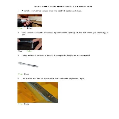 Hand and power tool exam | DOCX