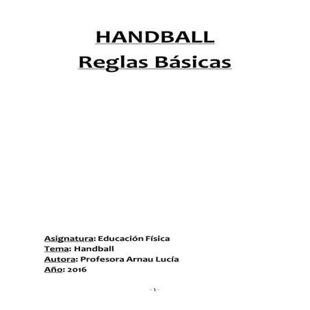 Handball  - Reglas Básicas