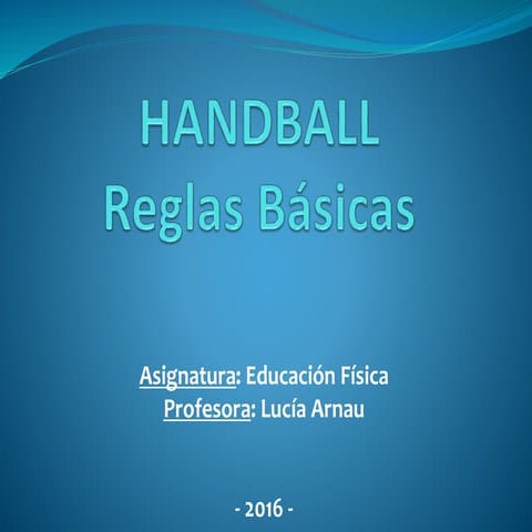Handball Reglas Básicas