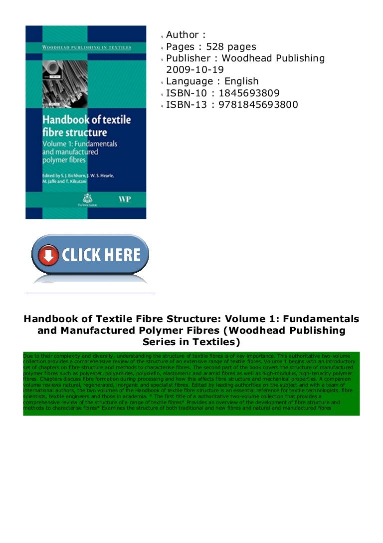 Handbook of Textile Fibre Structure Volume 1 Fundamentals and Manuf…