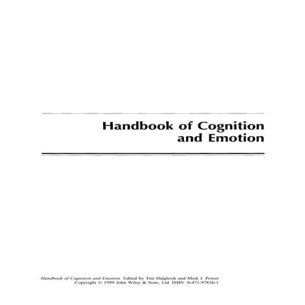Handbook of cognition and emotion | PDF