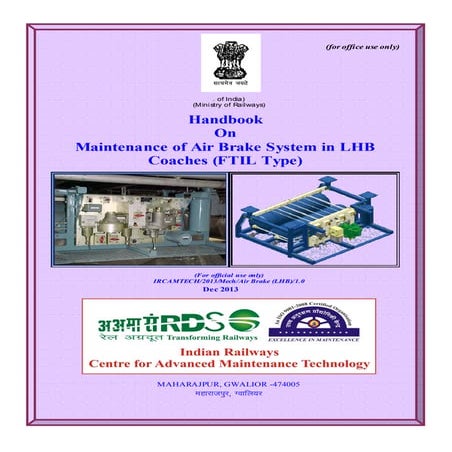 Handbook on maintenance of air brake system in lhb coaches (ftil type)