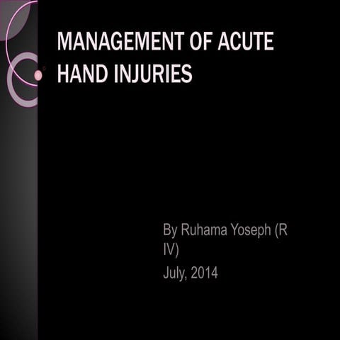 Management of hand injuries 