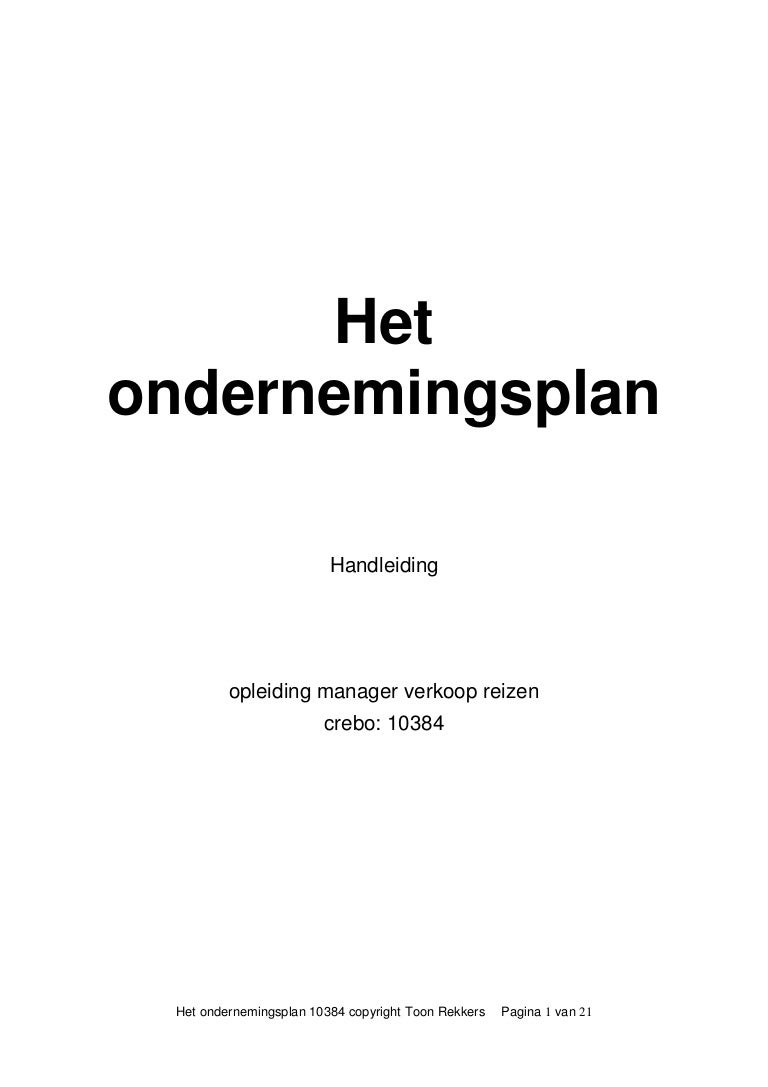 Handleiding Ondernemingsplan