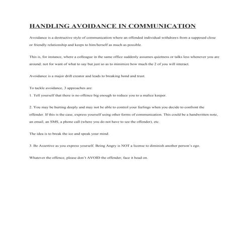 Handling avoidance in communication | DOC