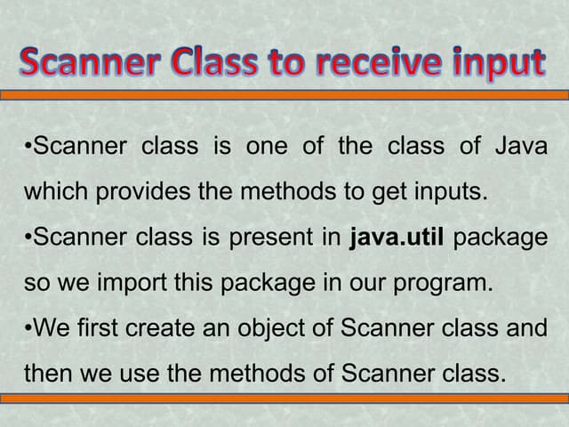 Handling inputs via scanner class