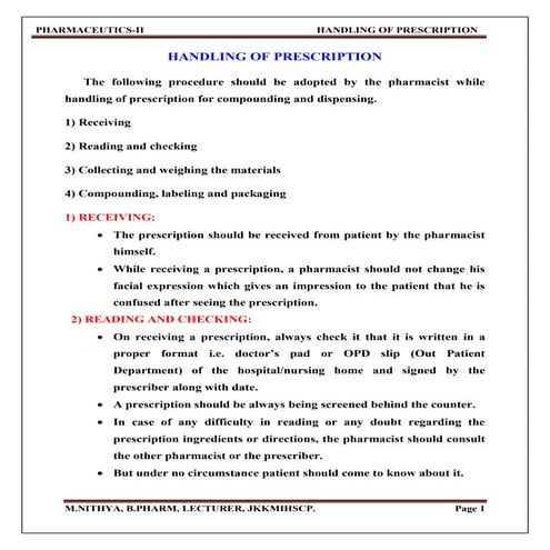 Pharmaceutical Dispensing Practice I pdf | PDF