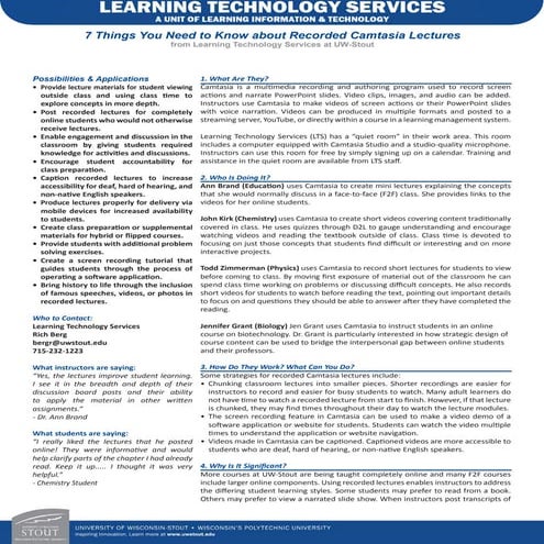 7 Things You Need to Know About Recorded Lectures