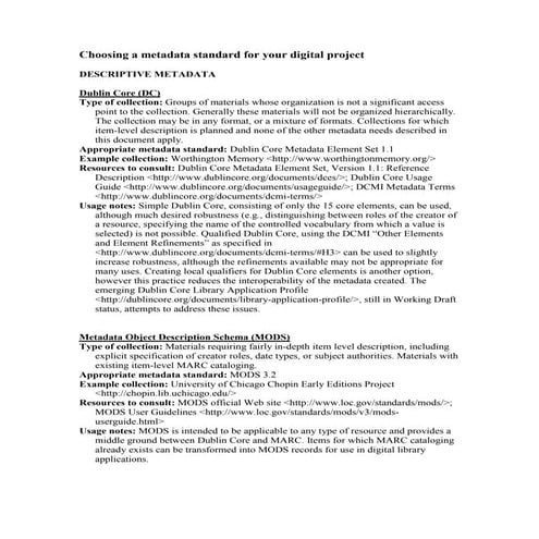 Handout for Metadata for your Digital Collections
