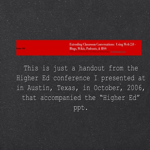 Handout from Higher Ed. Conference